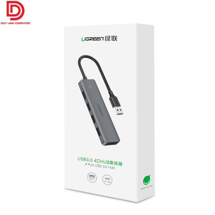 Bộ chia USB 3.0 ra 4 cổng Ugreen 50985 hỗ trợ nguồn phụ Micro USB