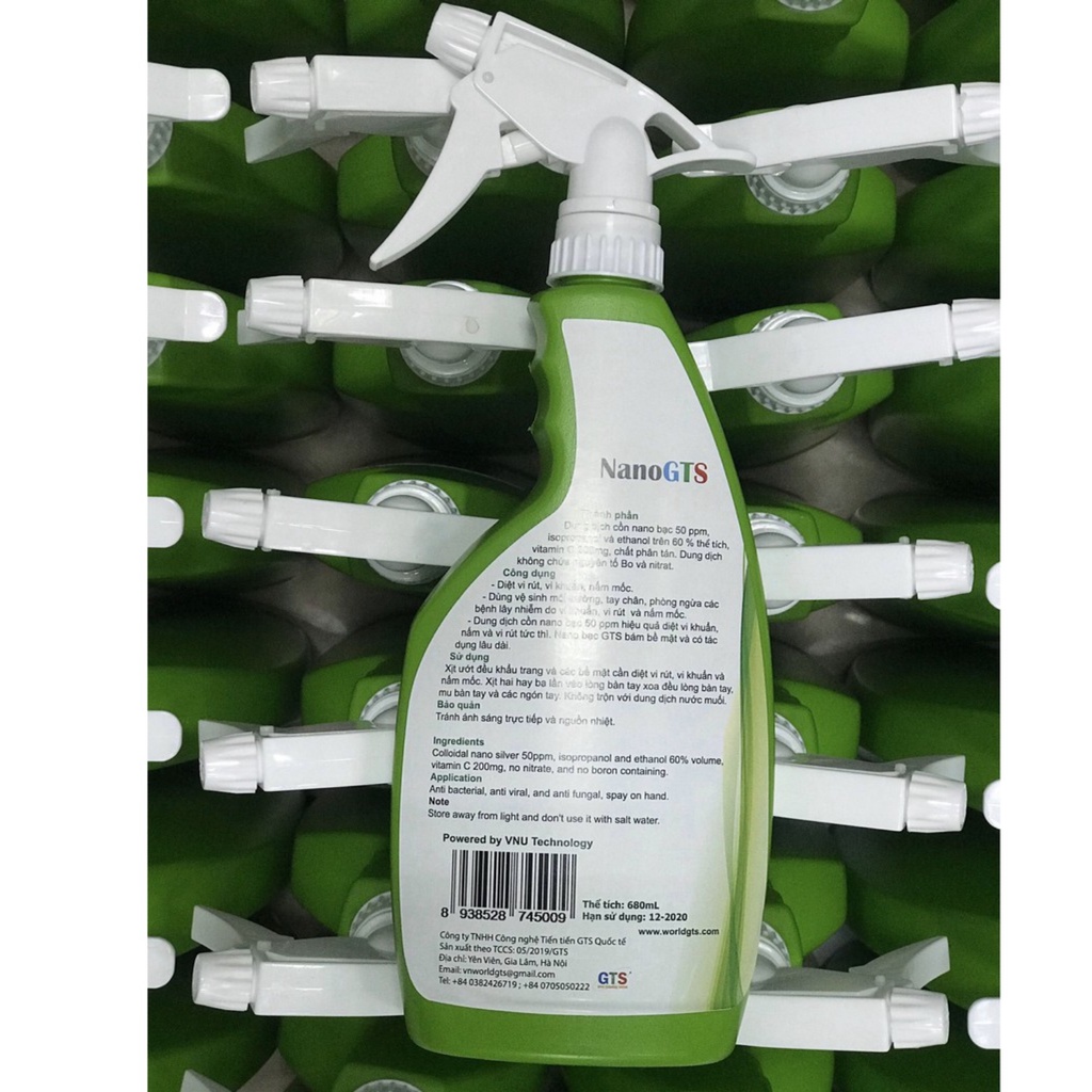 Xịt khuẩn Cồn Nano Bạc VIKIL 620ml