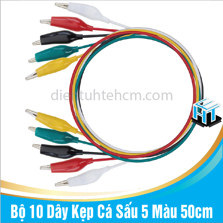 Bộ 10 Dây Kẹp Cá Sấu 5 Màu 50cm