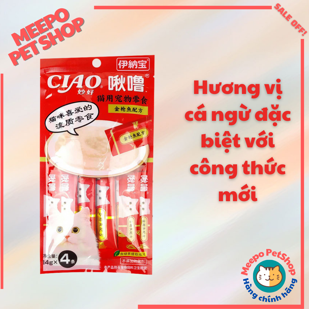 Soup thưởng Ciao | Thanh soup thưởng cho mèo túi 4 thanh 14g nhiều hương vị thương hiệu Ciao Churu Inaba Japan - Meepo PetShop