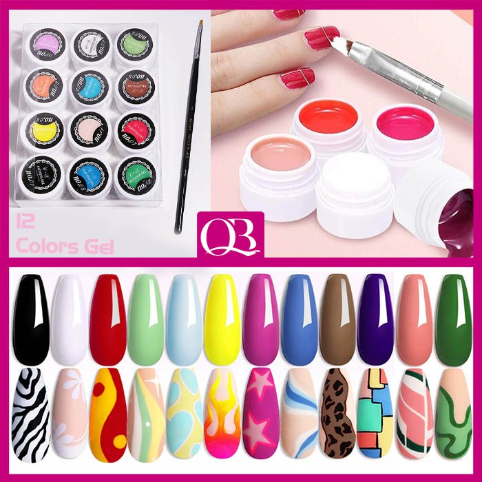 Set 12 gel vẽ móng + tặng 1 cọ vẽ móng