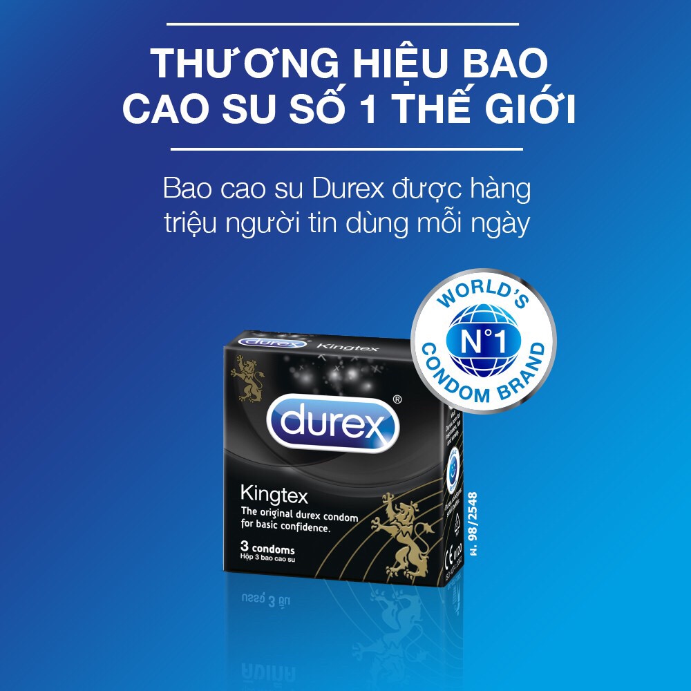 [HCM][ Durex Kingtex ] Bao cao su Durex Kingtex 3 bao / hộp
