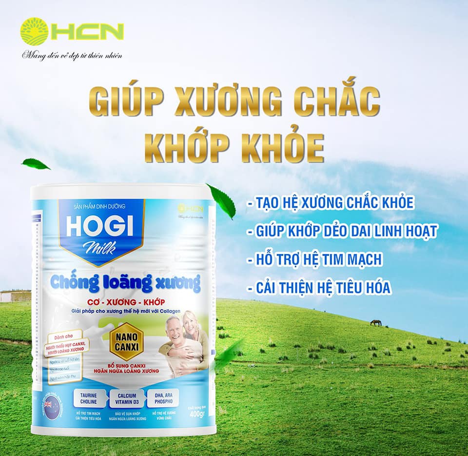 Sữa chống loãng xương hogi lon 400g cung cấp canxi hỗ trợ dưỡng chất cho cơ xương khớp khỏe mạnh, dẻo dai