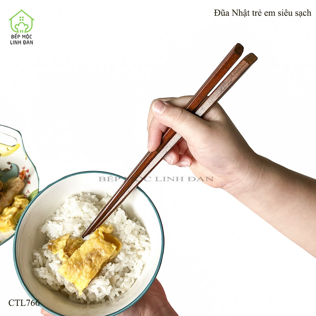 Đũa Nhật Trẻ Em Gỗ Trắc HAHANCO [CTL766] (01 đôi) Giúp Bé Dùng Đũa Dễ Dàng