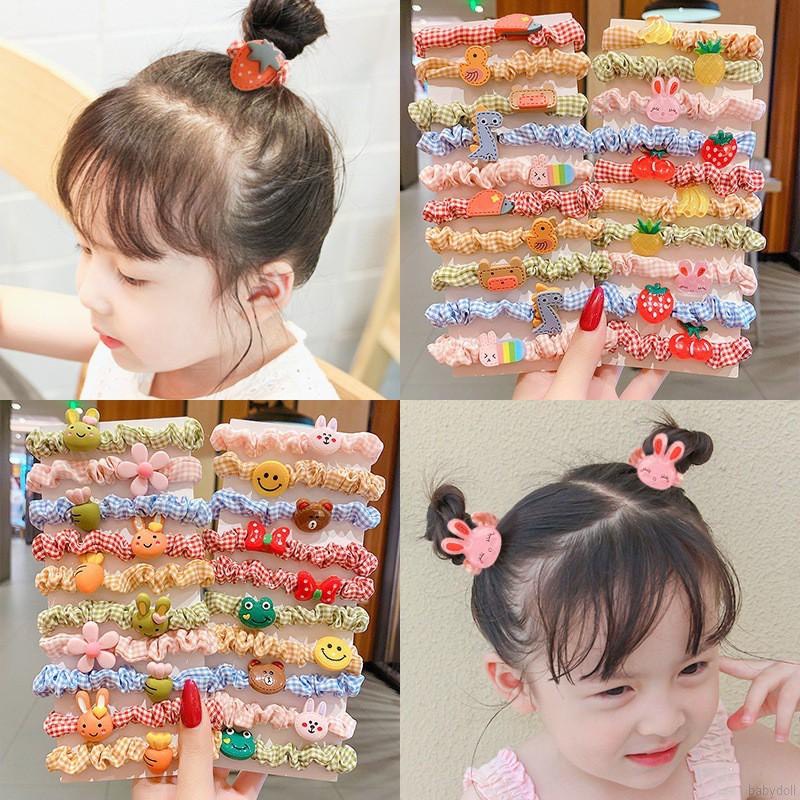Set 10 dây chun cột tóc nhiều màu cute cho bé