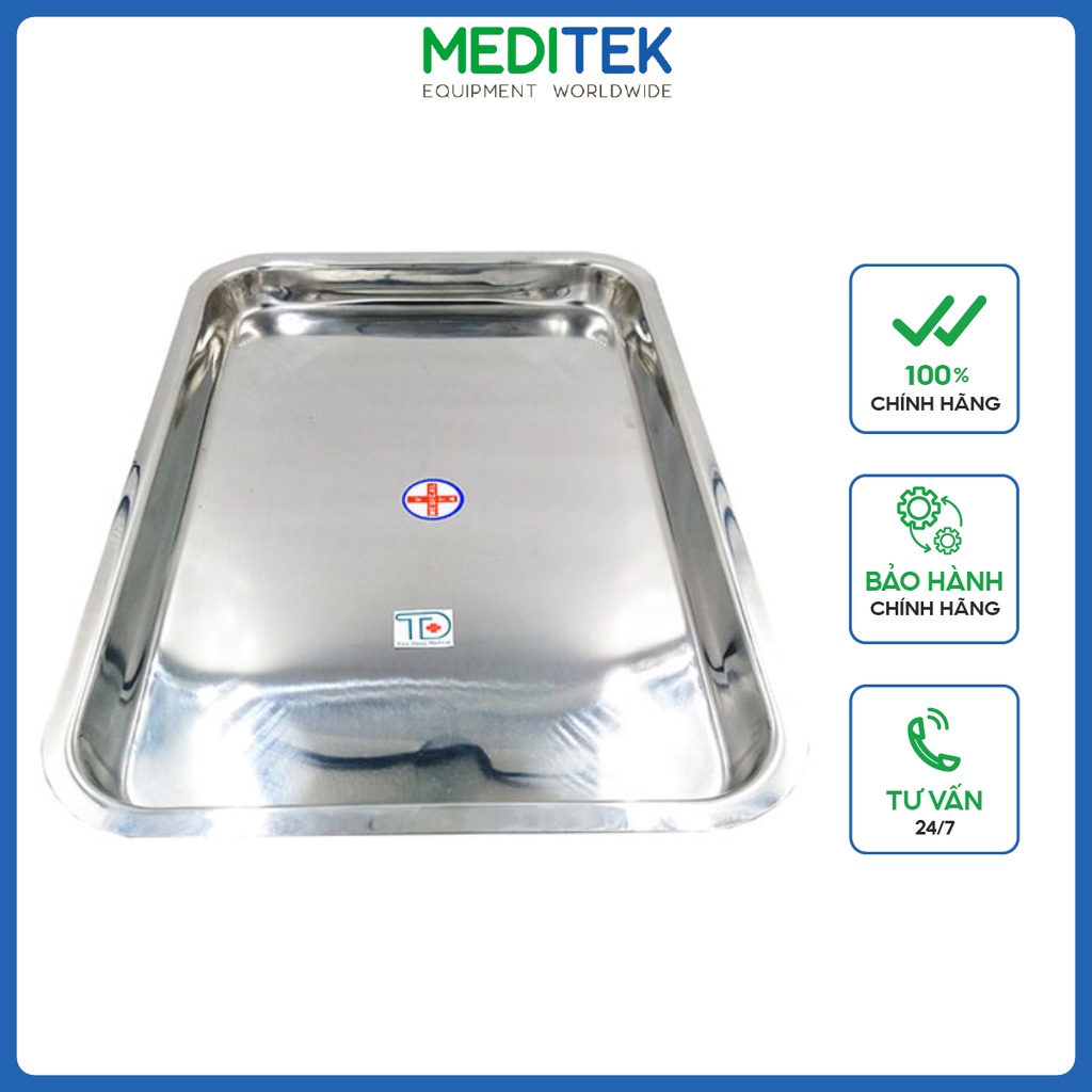 Khay chữ nhật, khay inox y tế, 32 x 22 x 3 cm