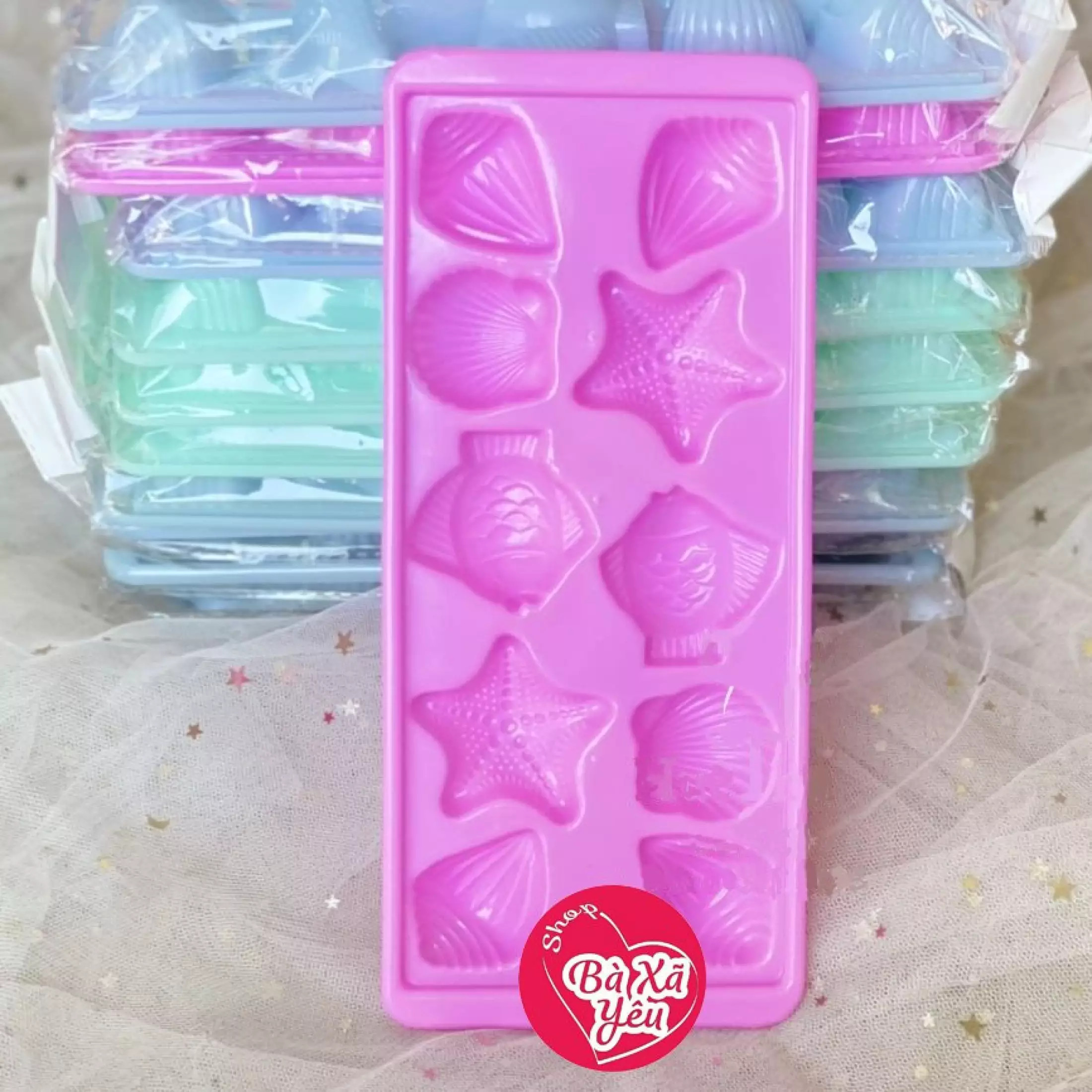 Combo 10 khuôn rau câu , khay đá , làm bánh hải sản