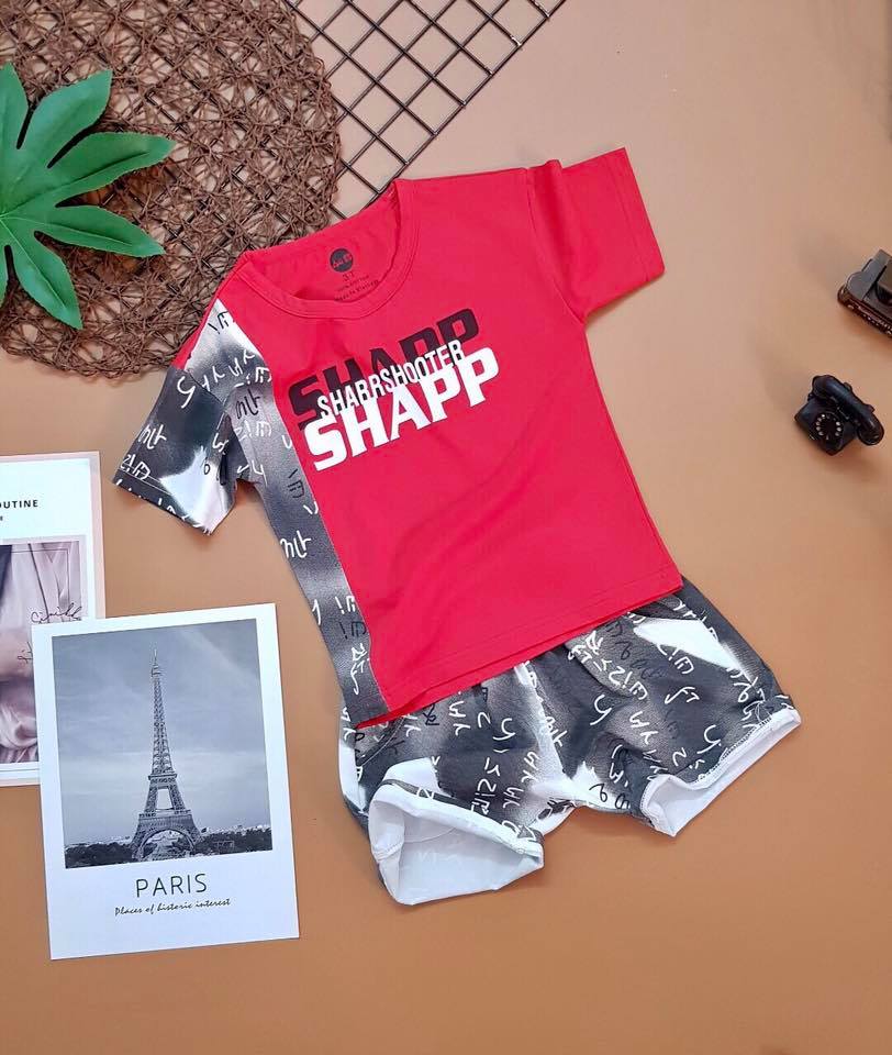 SÉT BỘ THUN MẶC NHÀ BÉ TRAI CHỮ SHAPP