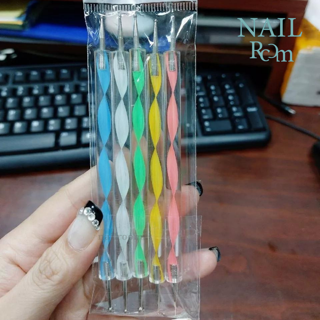 Set 5 cọ chấm bi đủ size 2 đầu - Bút chấm bi vẽ nail