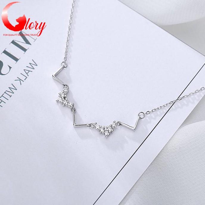 Italian Silver Chain Women S925 stone choker faceted necklace -Cute silver necklace female cute high fashion beautiful G343457