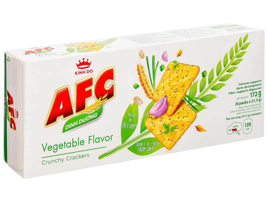 [Hộp 172g] Bánh AFC dinh dưỡng vị rau cải (8 gói x 21.5g)