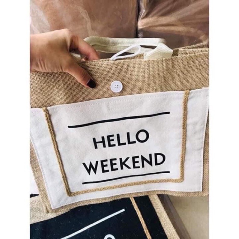 Túi Cói Đi Biển Túi cói đi du lịch Hello Weekend Hottrend❤️FREESHIP❤️