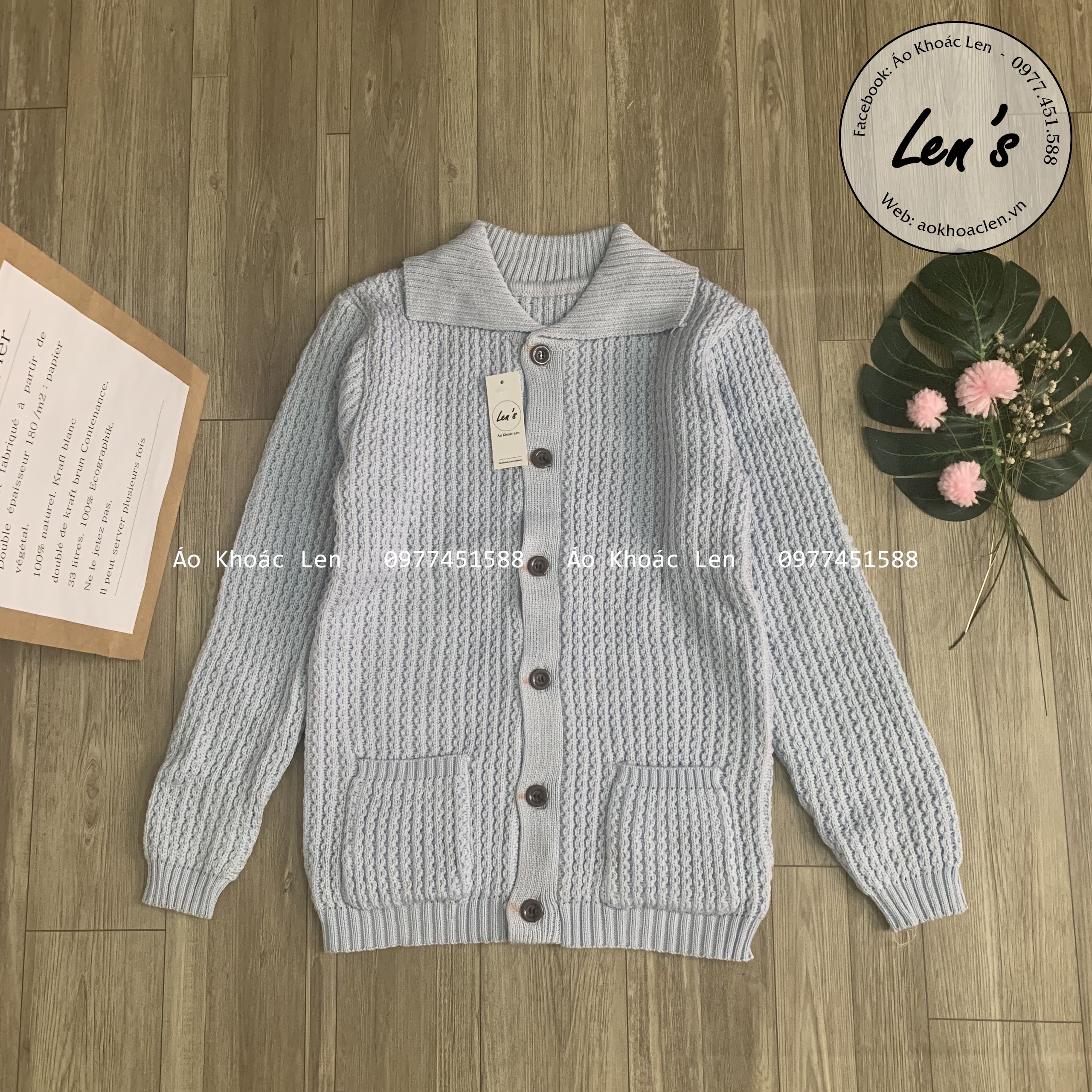 ÁO KHOÁC TRUNG NIÊN VÀ LỚN TUỔI CỔ BẺ LEN ĐAN