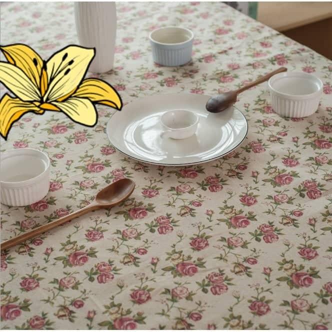 [HCM]Khăn trải bàn canvas hoa hồng đôi