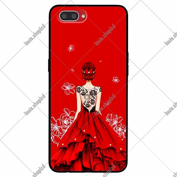 Ốp lưng oppo a12e, a3s, realme c1 - cô gái đầm đỏ