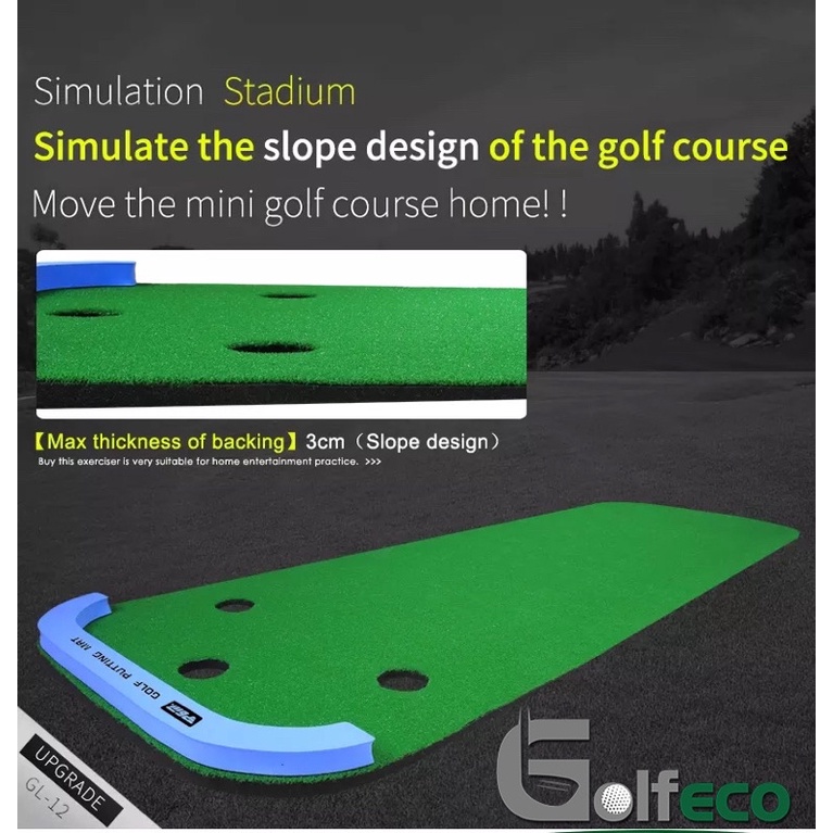 Golf Putting Mat - 3-Hole Putting Practice Mat