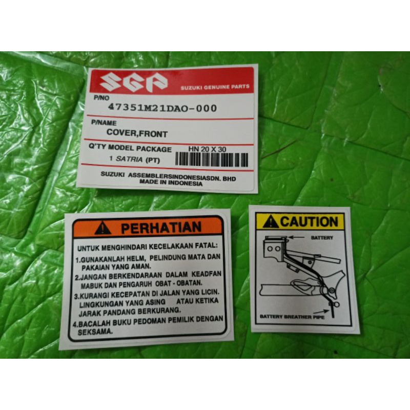 Bộ tem thông số Satria Indonesia hàng nhập Thái Lan