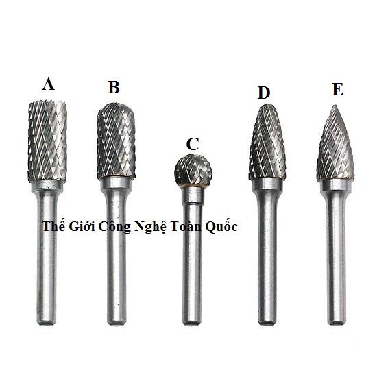 1 mũi mài cán chân 6ly đầu 10ly - mũi mài vonfram 6mm - mũi mài hợp kim - 6ly vonfram