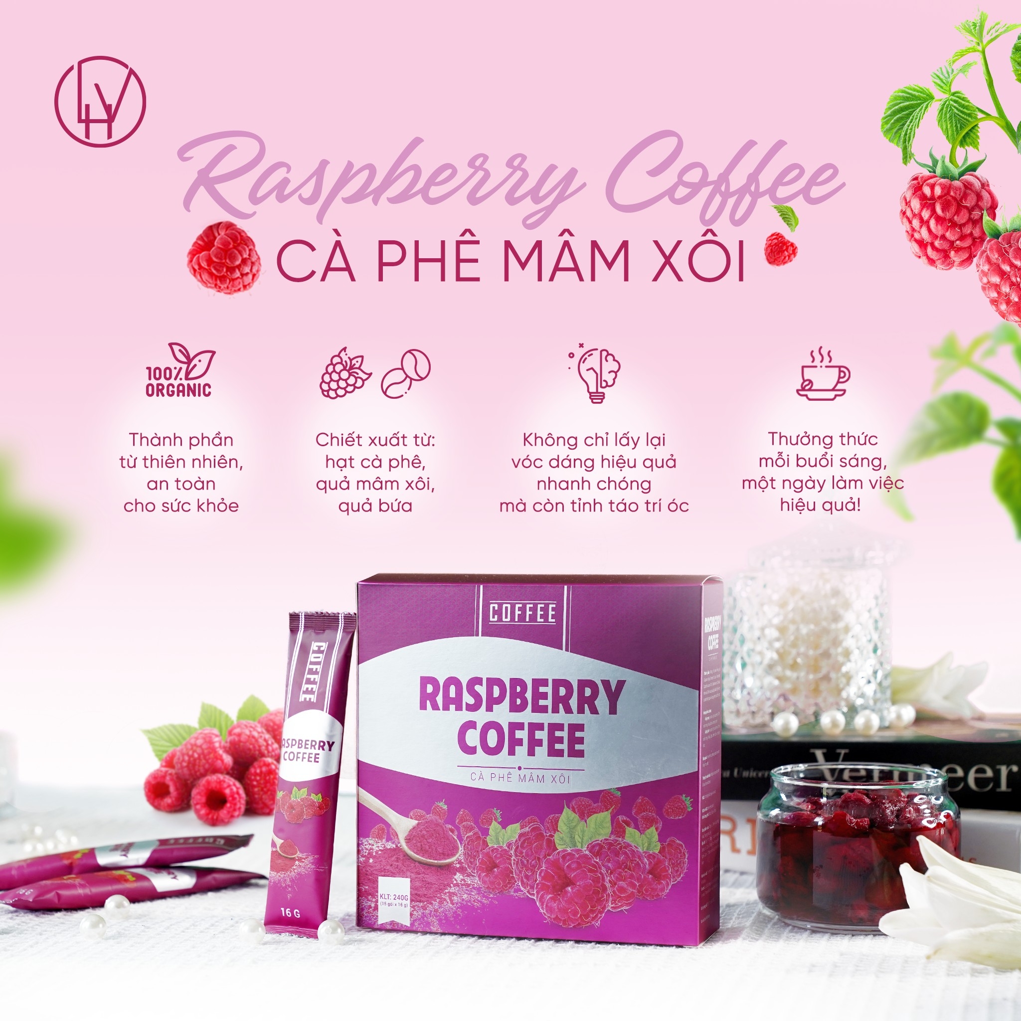 [Chính Hãng] Cà Phê Mâm Xôi Giảm Cân Raspberry Coffee
