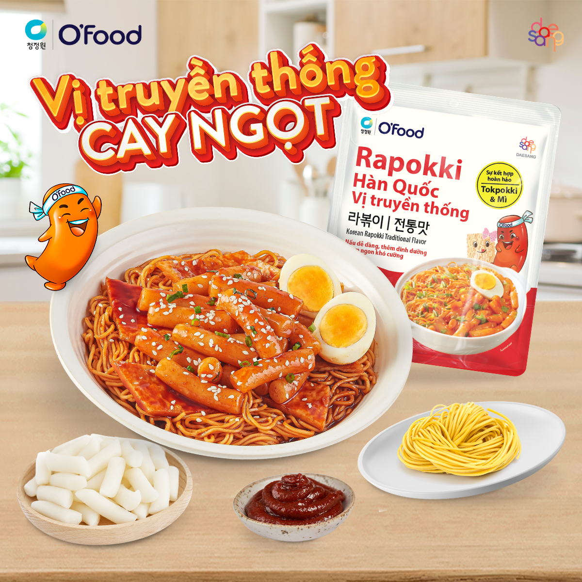 Rapokki Hàn Quốc O'food gói 146g, sự kết hợp của ramen và tokbokki 2 vị - Hình ảnh 5