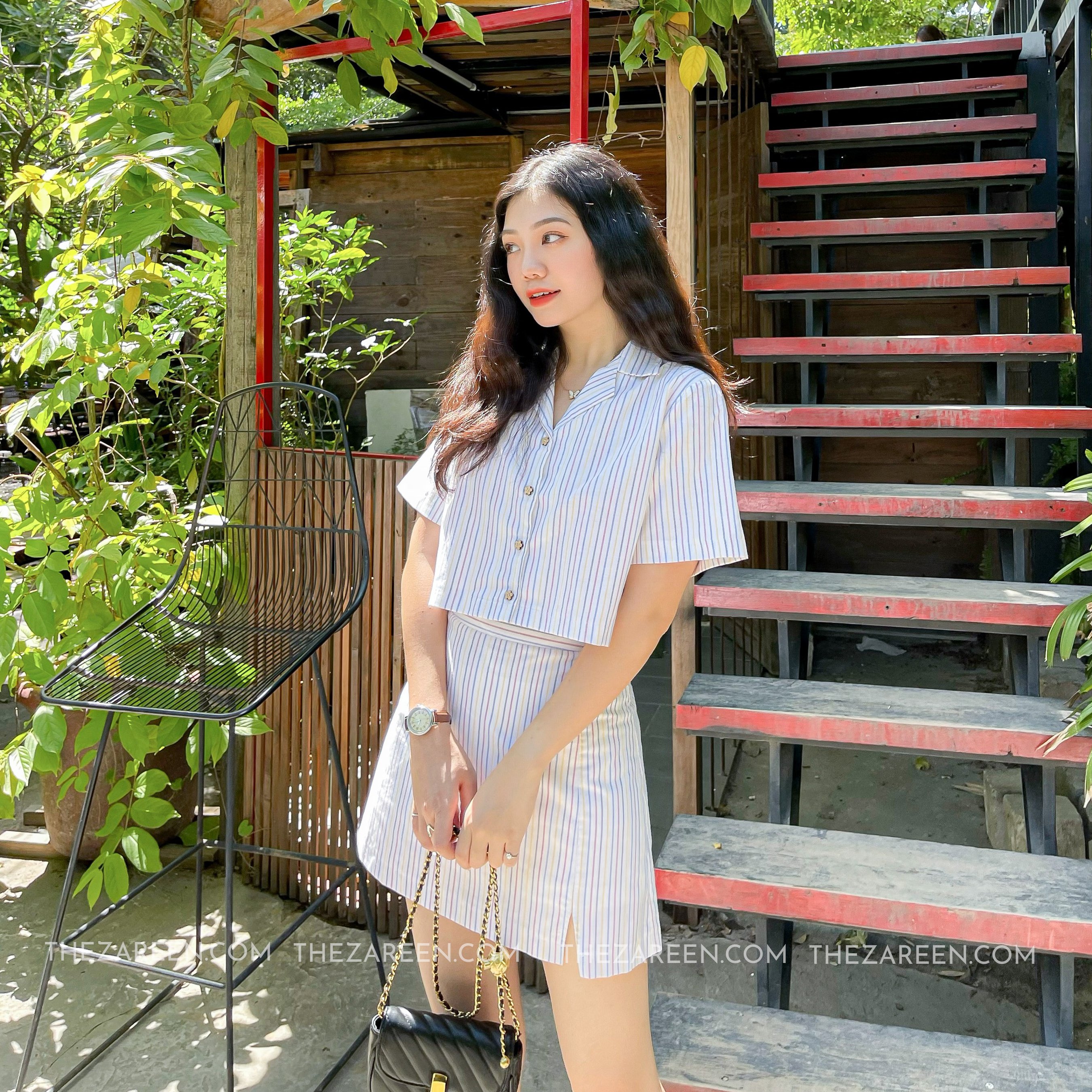 ZAREEN | CHÂN VÁY HOA XẺ V VAA36 - TRẮNG