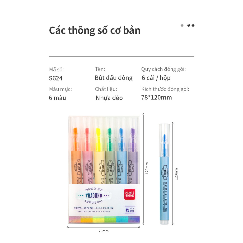 [HCM]6 cây Bút dấu dòng Deli S624