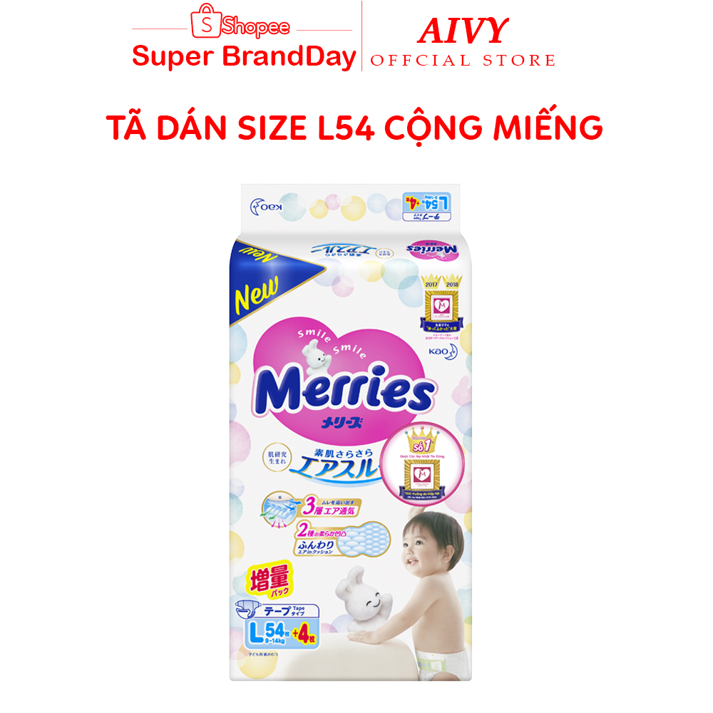 Bỉm Merries Cộng Miếng Đủ Size