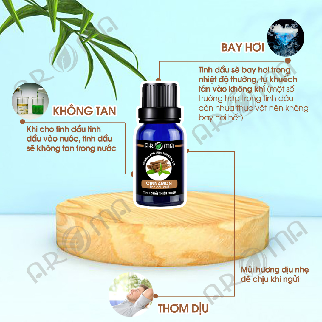 Tinh dầu Vỏ Quế AROMA Cinnanmon Essential Oil, tinh dầu thơm phòng thư giãn, sưởi ấm không khí, chăm sóc sức khỏe, sắc đẹp