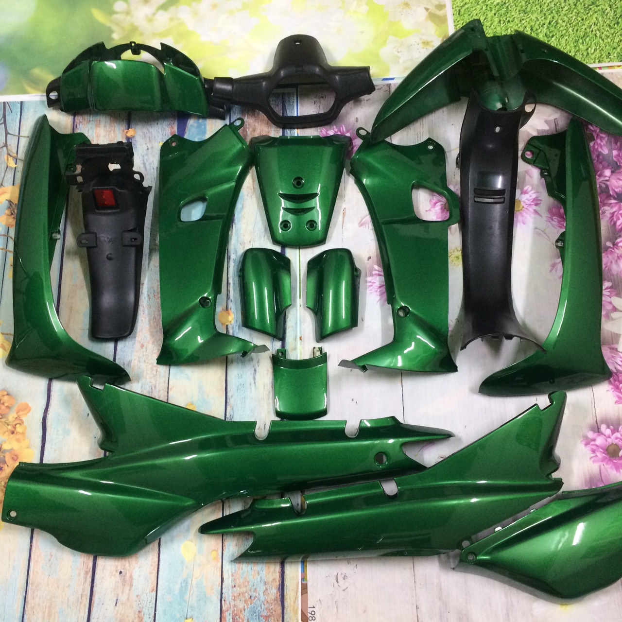 ( Tặng Tem ) Bộ vỏ nhựa - Dàn áo xe Wave thái ,wave  nhỏ 110 ,Wave Alpha  màu Xanh Ken - nhựa nguyên sinh ABS LOẠI 1