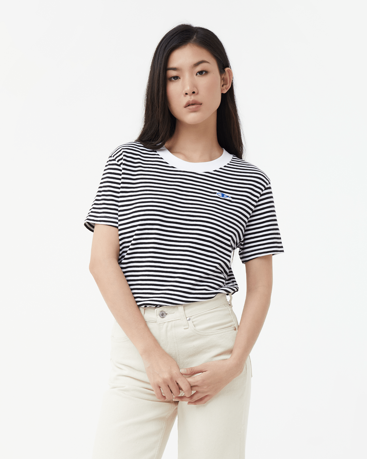 TheBlueTshirt - Áo Thun Tay Ngắn Hoạ Tiết Sọc Trắng Đen - No.4 Short Sleeve T - Black and White Stripe