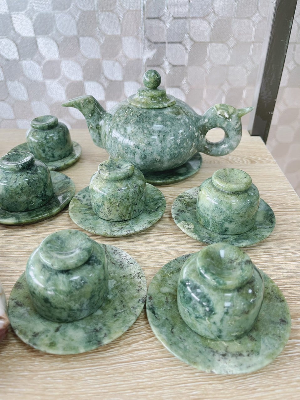 ấm chén đá serpentine tự nhiên