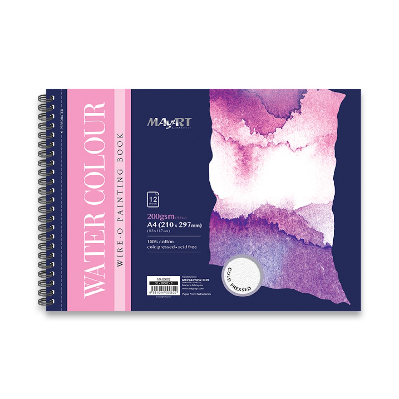 Sổ vẽ màu nước MayArt A4 (100% Cotton )