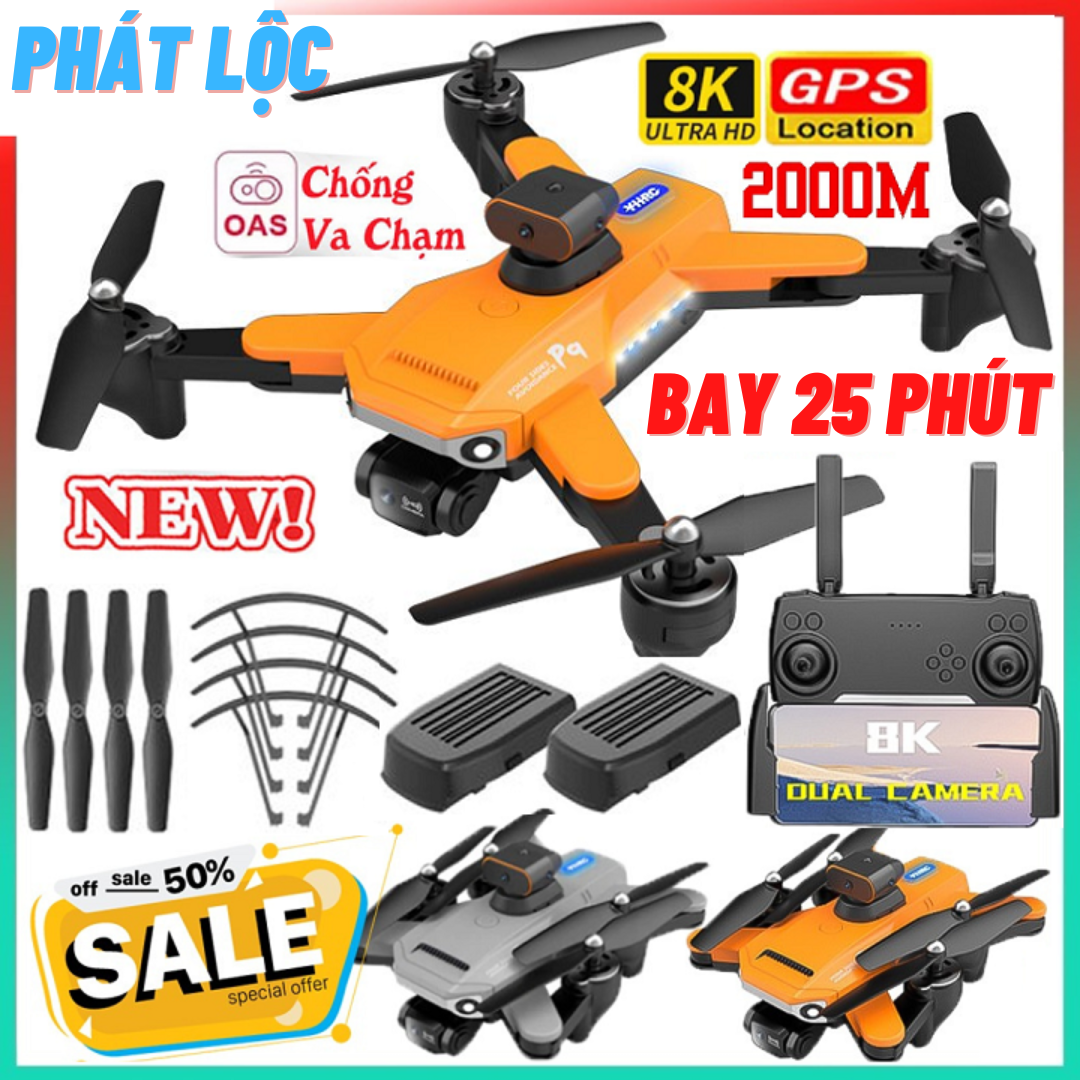 Laycam điều khiển từ xa Drone P9 Pro G.P.S - Flaycam - Drone mini - Flycam có camera  - Lai cam - Fly cam giá rẻ - Playcam - Phờ lai cam - Fylicam - Play camera chất hơn s91, sjrc f11s 4k pro, mavic 3 pro, drone p8, k101 max