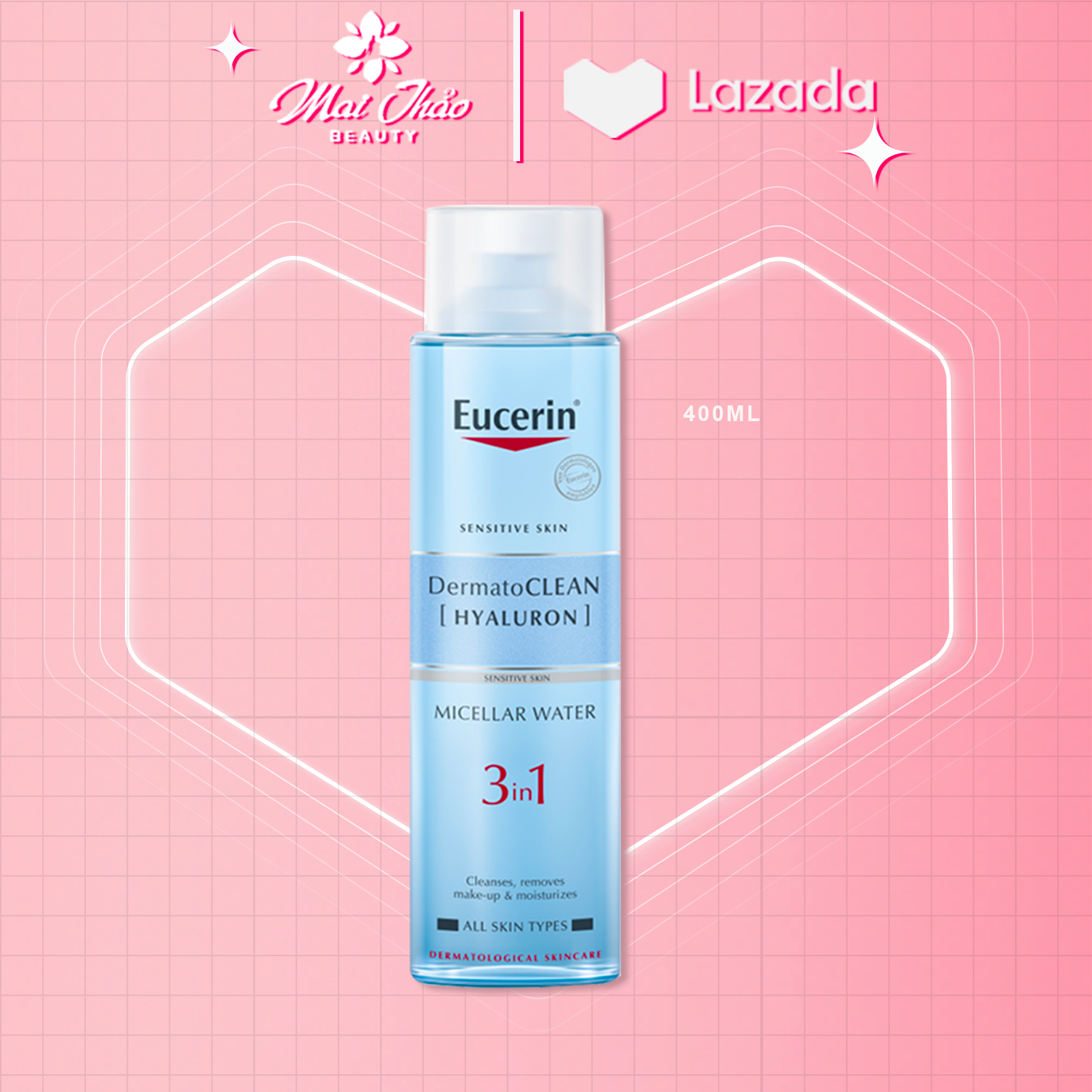 Nước Tẩy Trang Eucerin Dermatoclean Hyaluron 3In1 Dịu Nhẹ Cho Da Nhạy Cảm 400ml
