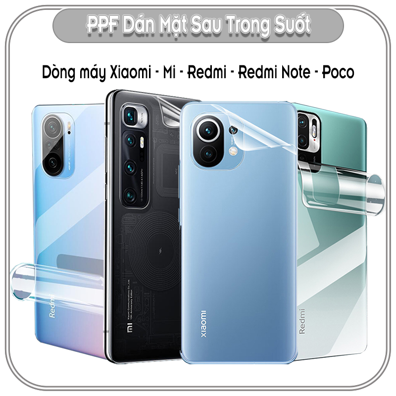 Miếng dán ppf trong suốt mặt sau cho xiaomi - mi - redmi - redmi note - poco