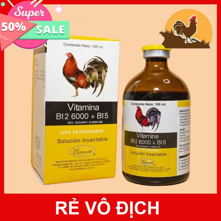 B12 6000 + B15 dinh dưỡng dành cho gà đá lọ 100ml