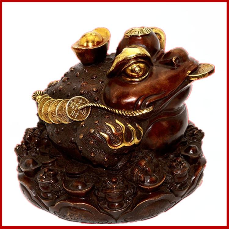Tượng Thiềm thừ (cóc Đại)- Bằng đồng thau lên men xanh giả cổ nặng 1200g cao 15cm (Cóc ba chân linh vật phong thuỷ hút tài lộc)