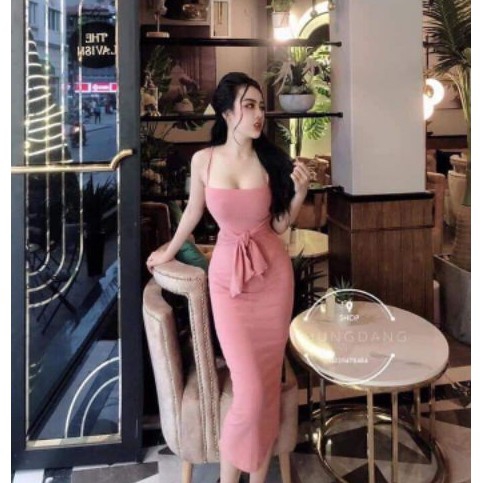 Đầm Body 2 Dây Cột Nơ Eo Form Dài Y Mẫu ANLY28