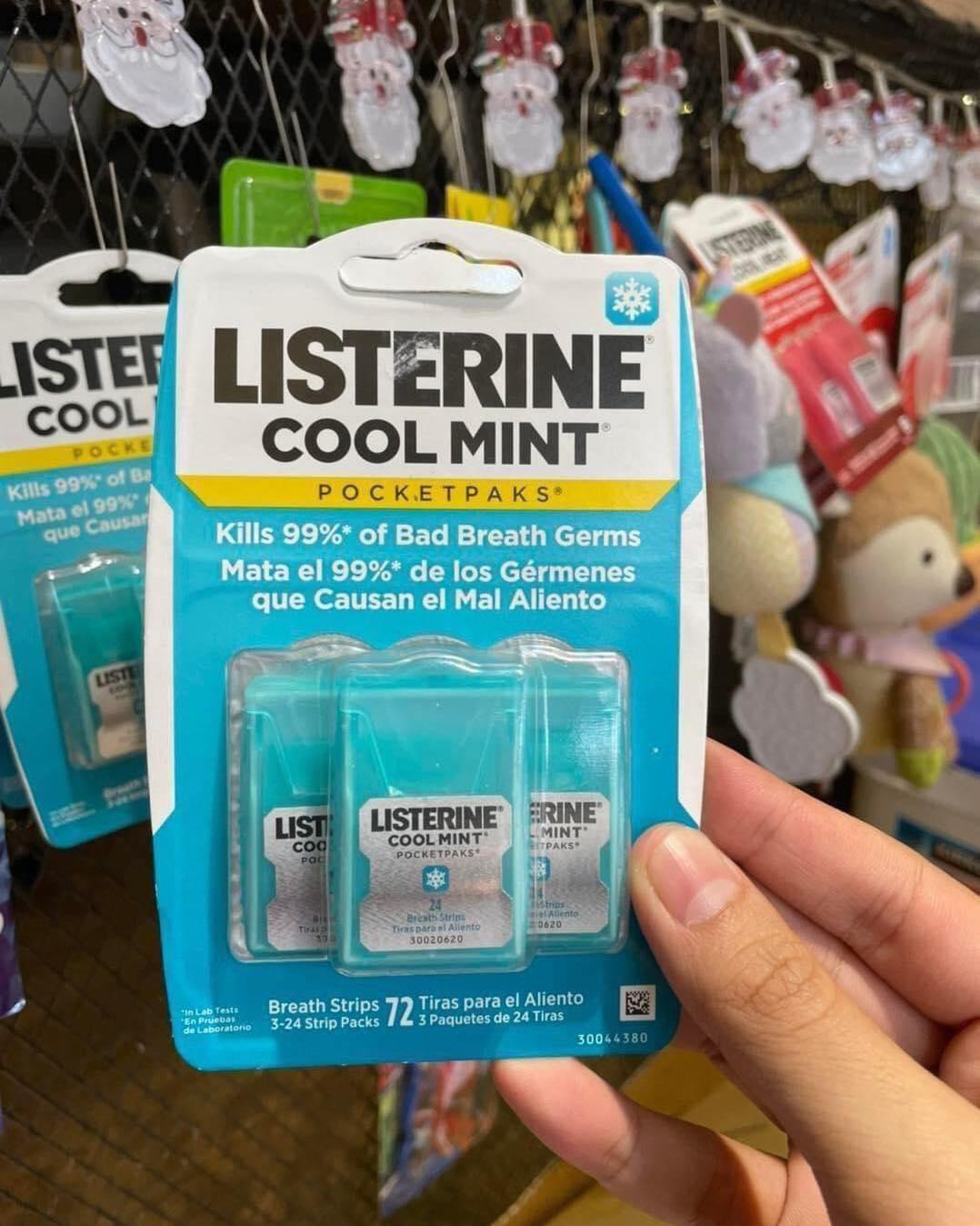 Set Vỉ ngậm thơm miệng Listerine 3 Miếng Bạc Hà