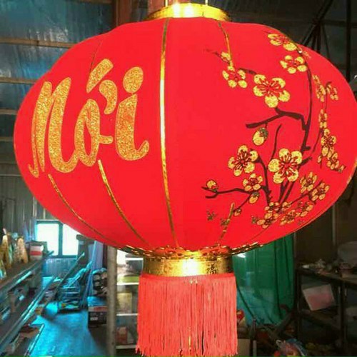 Đèn lồng vải nhung đỏ treo tết lễ hội size 80cm 60cm 100cm