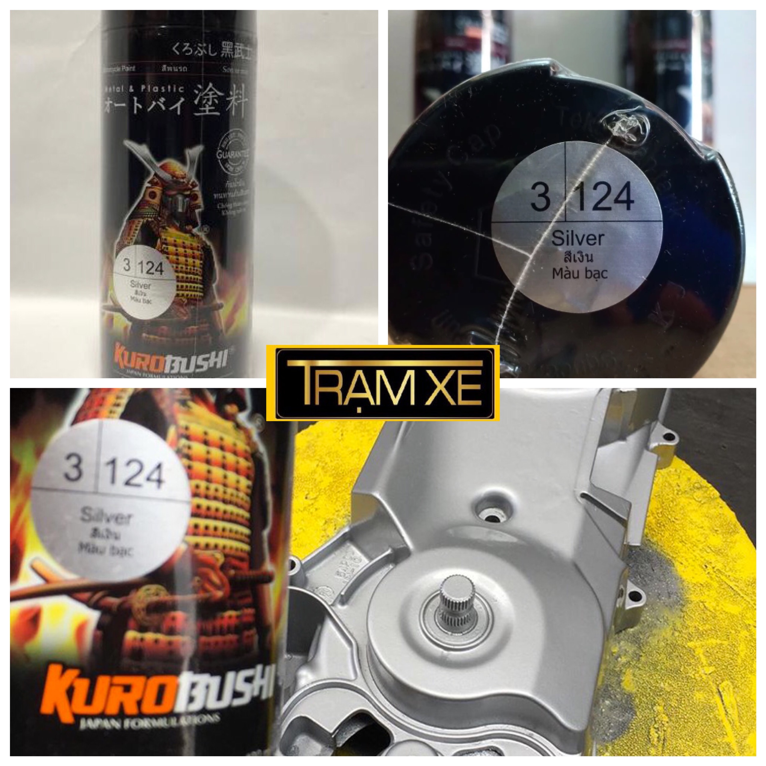 Chai Sơn xịt Samurai màu Bạc PS 124 400ml chuyên sơn xe nhà cửa vật dụng trang trí - Trạm Xe 1368 tiện lợi dễ sử dụng độ bền màu cao