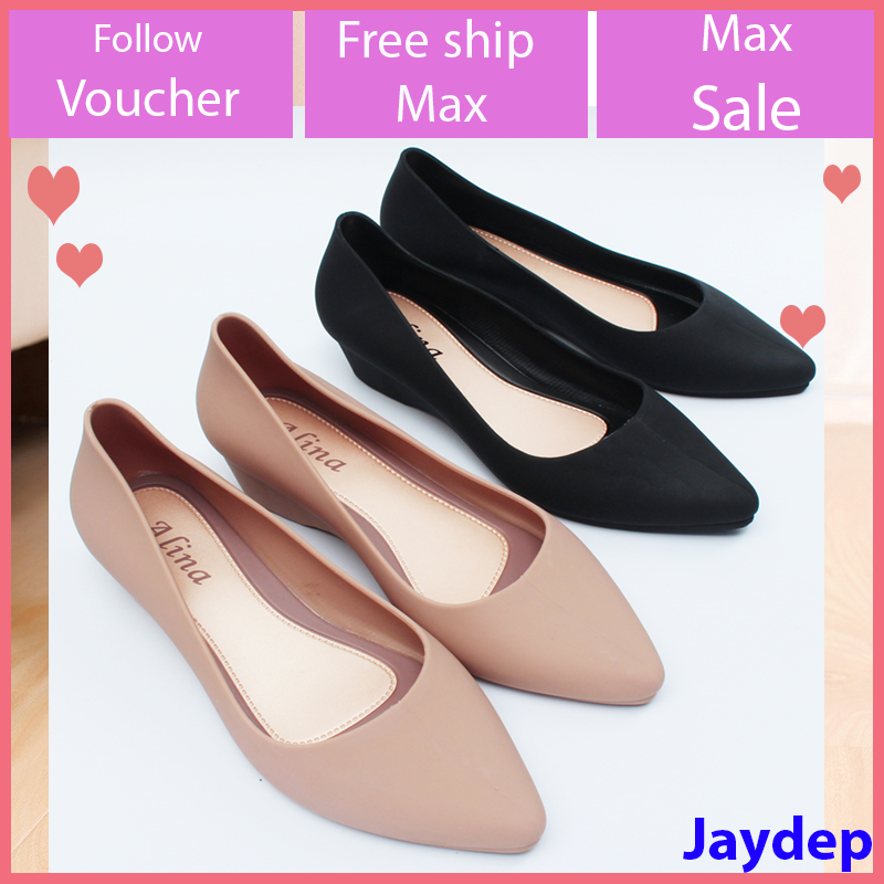 giày công sở giày đi mưa cao 3p màu đen, kem (ảnh thật) kiểu chống trơn trượt size 36 đến 40 mẫu V158