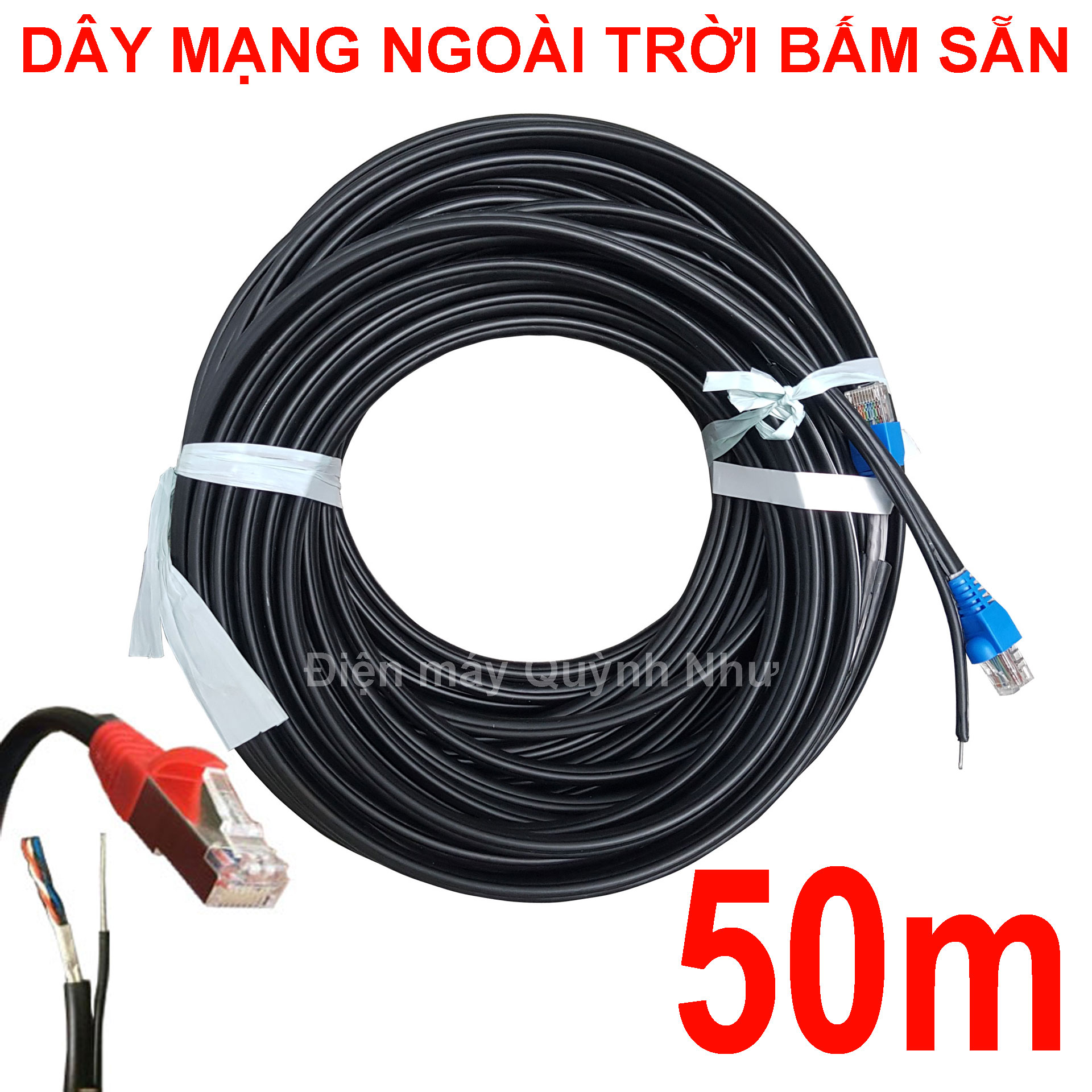 [HCM] 60m Dây mạng ngoài trời (bấm sẵn 2 đầu) - Cáp mạng ngoài trời, Dây lan ngoài trời, cáp lan ngoài trời