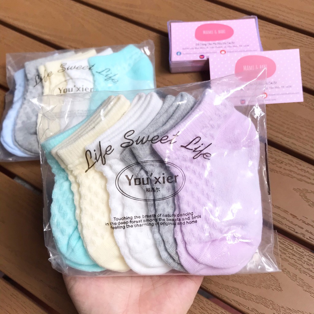 Set 5 đôi tất lưới sơ sinh cho bé mẫu mới 2021