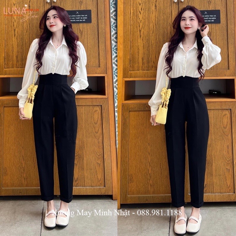 Quần baggy công sở cạp V Liền đủ màu chất mát, dày dặn đứng form-XMTĐ-mã 333
