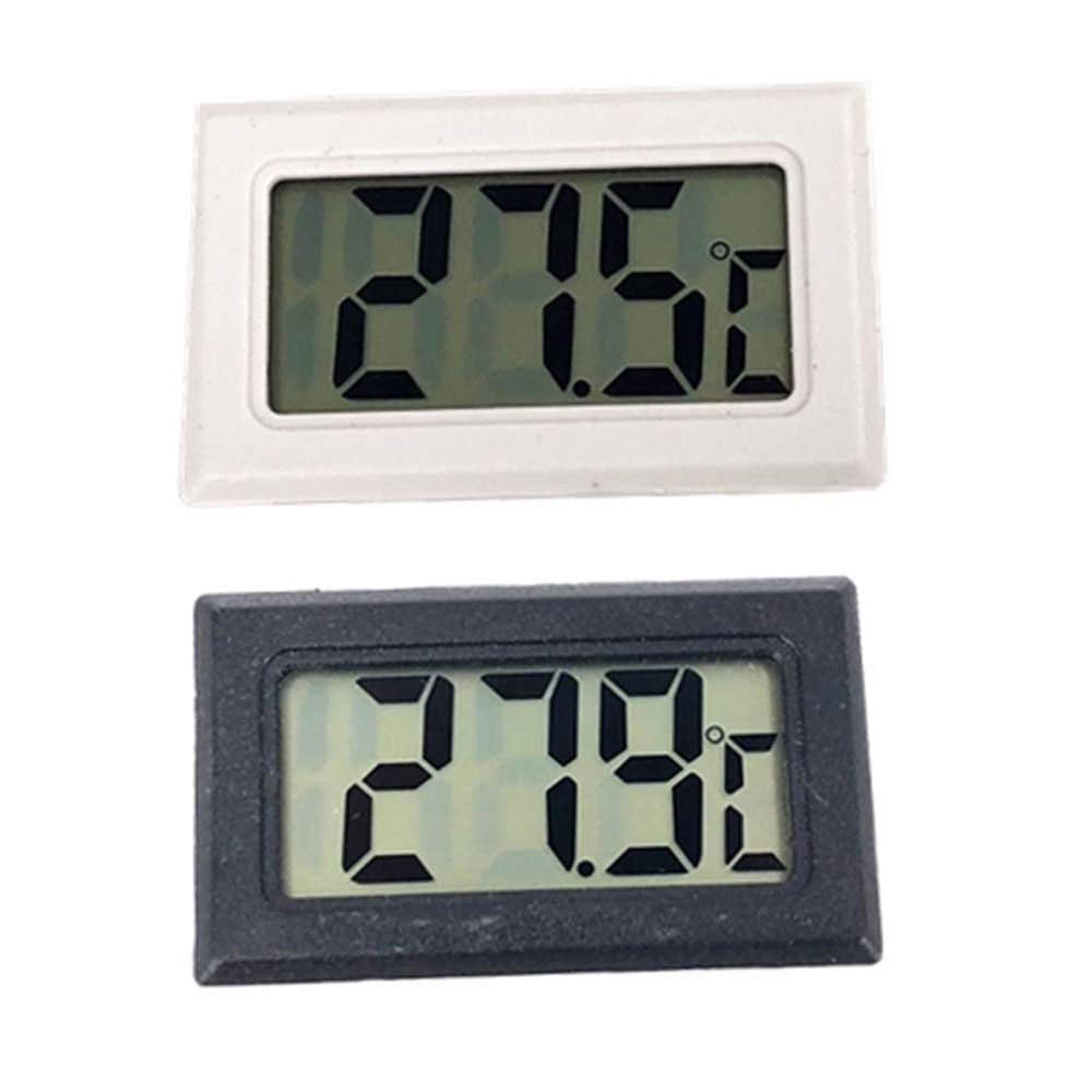 Ziqqucu  Embedded Digital Thermometer with Built-in Probe and LR44 Battery Black Rectangular Thermometer Hygrometer Aquarium Temperature Humidity Meter