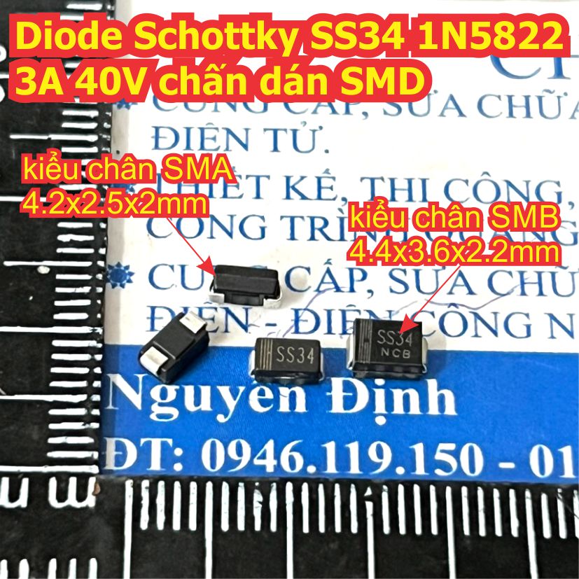 50 con diode schottky ss34 1n5822 5822 3a 40v smb / sma chấn dán smd kde5116