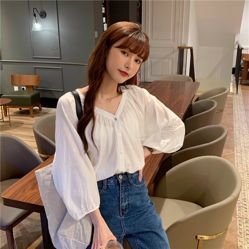 Áo sơ mi cổ tim đơn thời trang TTSA0814