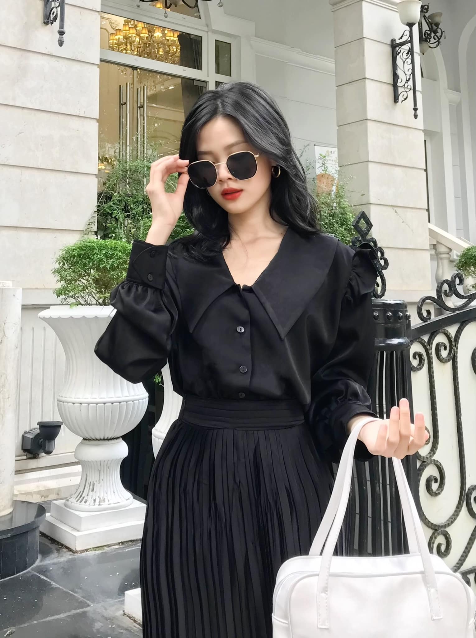 VELLE DESIGN chân váy dập ly July chất voan lụa dập li cao cấp.