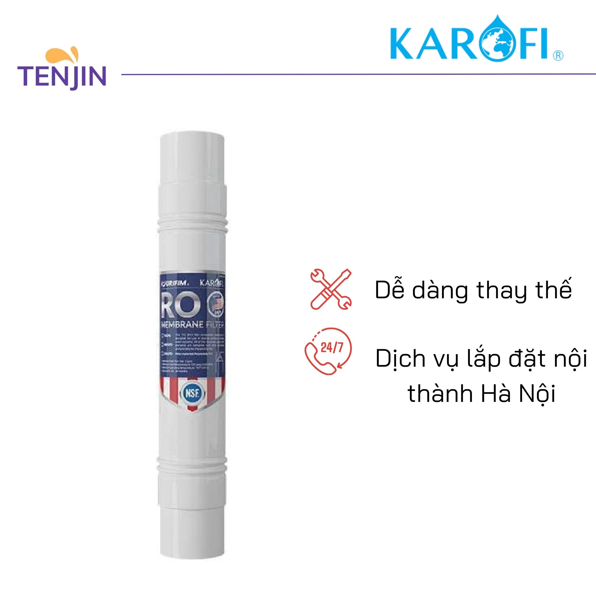 Màng RO Karofi RO100GPD Mỹ đúc cắm nhanh - Hàng chính hãng